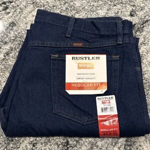 New Rustler by Wrangler Men's Regular Fit Straight-Leg Jeans 40x32 NWT DENIM‎